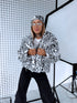"CHRISTY FL209" faux fur jacket - black with white